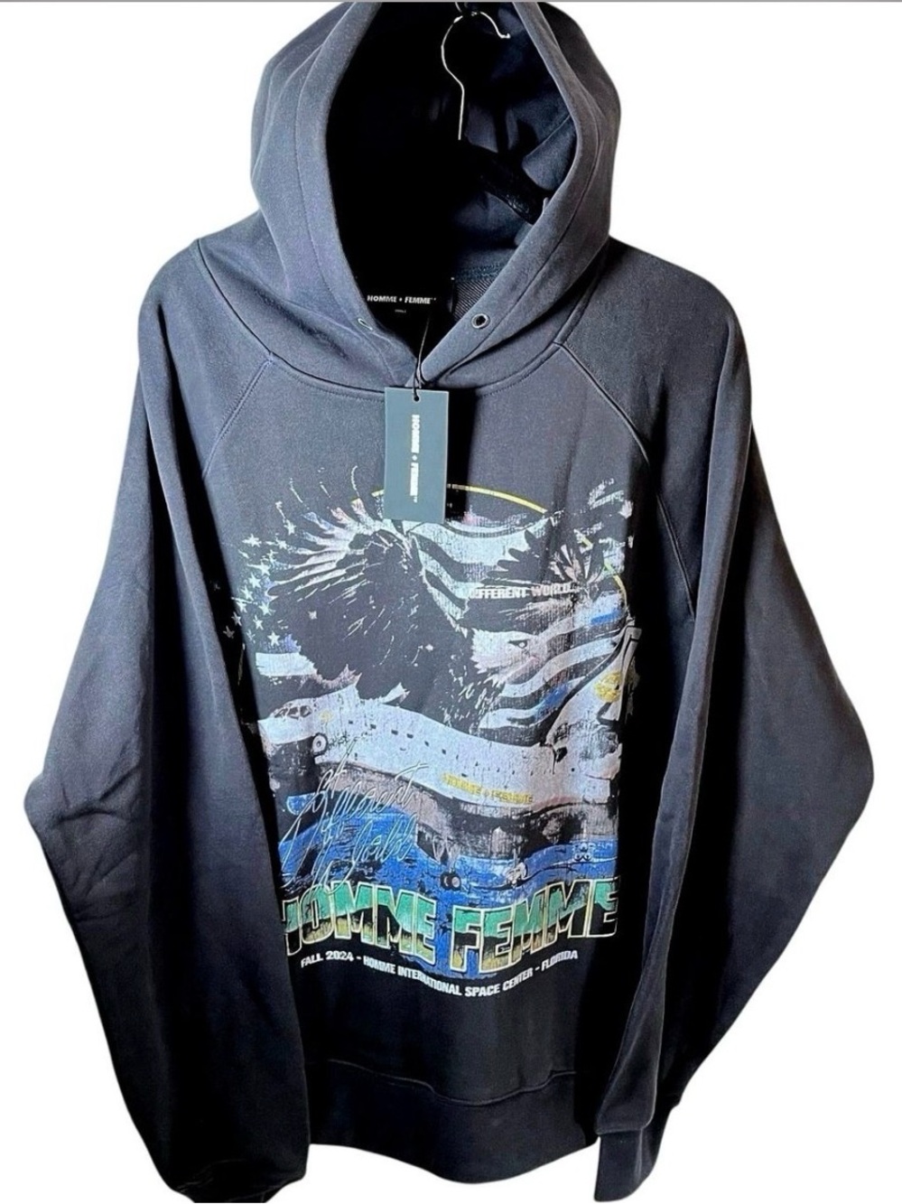 Homme femme space ship hoodie